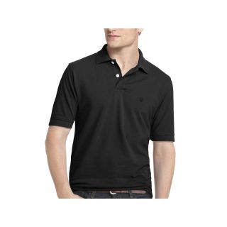 Izod Short Sleeve Solid Polo Shirt, Black, Mens