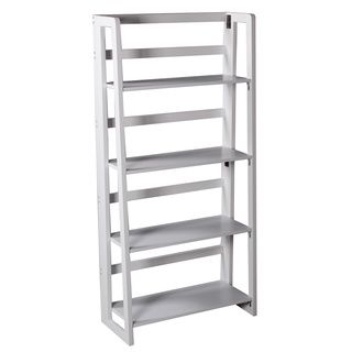 White Finish 4 tier Ladder Bookcase Display Shelf Media/Bookshelves