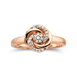 1/10 CT. T.W. Diamond 10K Rose Gold Love Knot Ring, Womens