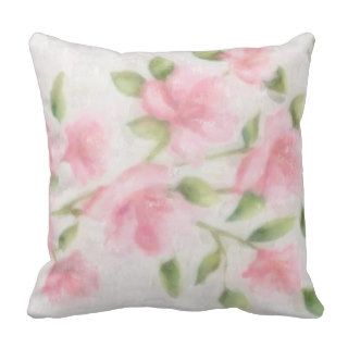 Pink Watercolor Floral Print Throw Pillows