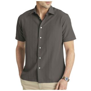 Van Heusen Short Sleeve Solid Shirt, Charcoal, Mens