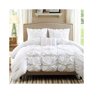 Madison Park Maxine 4 pc. Ruched Duvet Cover Set, White