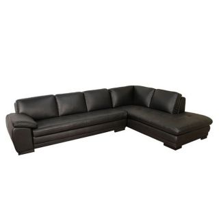Alistaire Black Leather Chaise/ Sofa Set