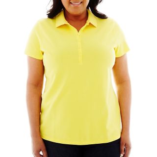 St. Johns Bay St. John s Bay Short Sleeve Piqué Polo   Plus, Yellow