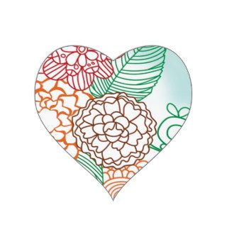 flower line drawings heart sticker