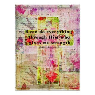 Philippians 413  BIBLE quote christian art Posters
