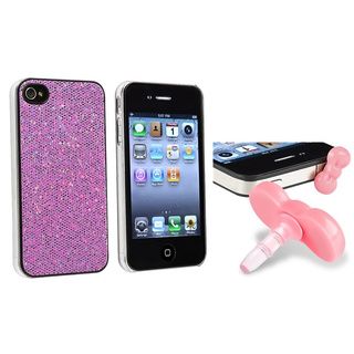 Light Purple Bling Case/ Pink Dust Cap for Apple iPhone 4/ 4S BasAcc Cases & Holders