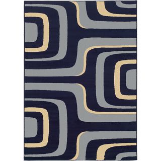 Navy Abstract Rug (5'3 x 7'7) 5x8   6x9 Rugs