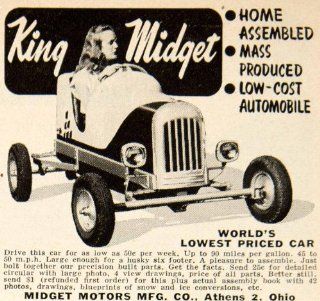 1949 Ad King Midget Motors Car Athens Ohio Automobile Automotive Advertisement   Original Print Ad  