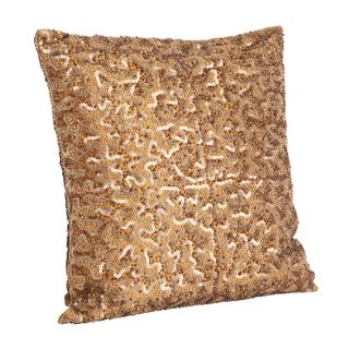 Beaded And Sequined Copper Decorative Throw Pillow