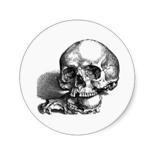 Skulls, human and animal round stickers