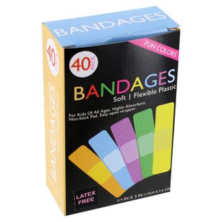 Fun Colored Assorted Kids Bandages (pack Of 40)