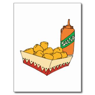 Mexi Fries Tots Junk Snack Food Cartoon Art Post Card