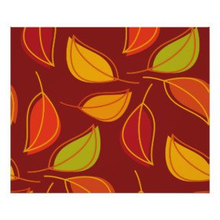Autumn Leaf Leaves Orange Yellow Red Green Poster