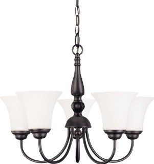 Nuvo 60/1842 5 Light Chandelier with Satin White Glass Shades    
