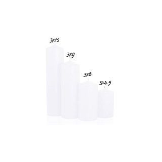 White 3 x 4 Unscented Pillar Candles   Unscented Soy Pillar Candles