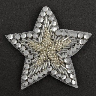 Star Rhinestone Beaded Applique, Beaded Patch, 3"D, FF 112 3