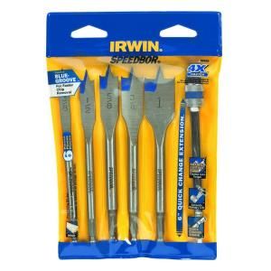 Irwin Speedbor Blue Groove 6 Pieces Pouched Set with 6 in. QC Extension 88898