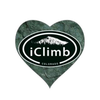 Climbing "iClimb" CO Mountain Tag Heart Stickers