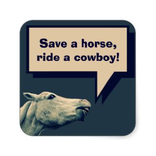 Funny Talking Horse Square Stickers