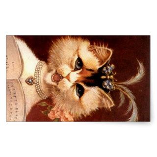 STICKERS Victorian Singing Parlor Cat Jewel Sweet