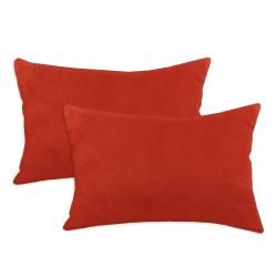 Passion Suede Tomato Simply Soft S backed 12.5x19 Fiber Pillows (Set of 2) Throw Pillows