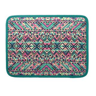 Pink Turquoise Girly Aztec Andes Tribal Pattern Sleeve For MacBook Pro