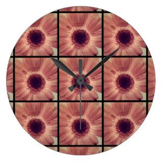 Faded Gerber Daisy Large Round Wall Clock