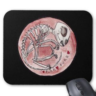 Purring Cat Skeleton Mouse Pad