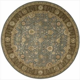 Nourison 3000 Hand tufted Blue Wool Rug (8 x 8) Round Nourison Round/Oval/Square
