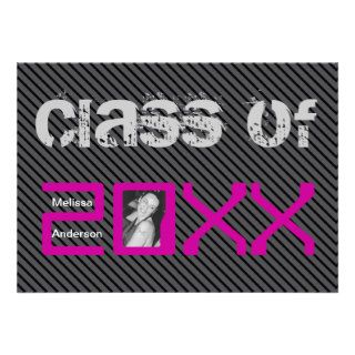 Class of 2013 Graduation black grey stripes photo Invites