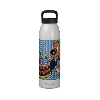 Happy Birthday Puppy and Cake Reusable Water Bottle