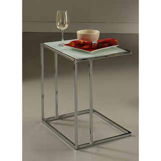 Norway Chrome White Tempered Glass End Table Coffee, Sofa & End Tables