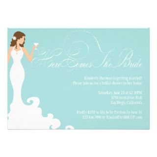 Chic Teal Here Comes the Bride Shower Invite