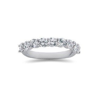 Nine Stone Diamond Wedding Band 18k White Gold (.96ct. tw., F G, VS1 VS2 clarity) Jewelry