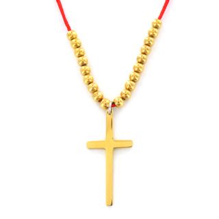 ELYA Goldplated Steel Cross and Bead Red Cord Necklace West Coast Jewelry Religious Necklaces