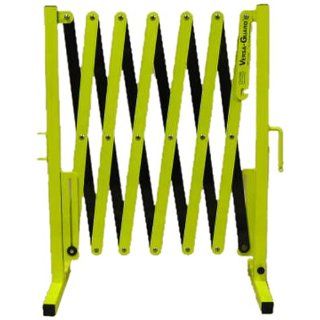 Versa Guard VG 6000 Aluminum/Steel Expandable Portable Safety Barricade with Stationary Feet, 37" Height, 17" to 136" Expanded Height, Flourescent Yellow/Black Industrial Safety Chain Barriers
