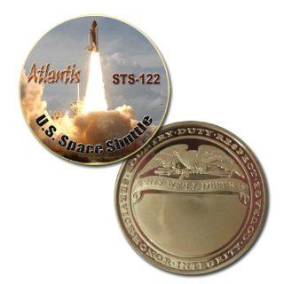 us Space Shuttle STS 122 Atlantis 24k Gold Plated Printed challenge coin 