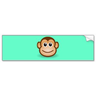 Cute Cartoon Happy Monkey Face Bumper Sticker