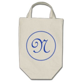 Monogram initital letter N blue hearts tote Bags