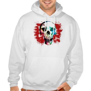 Crazy Punk skull blood splatter with eyeball Hooded Sweatshirt