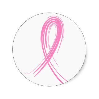Pink Ribbon 2 Breast Cancer Round Stickers