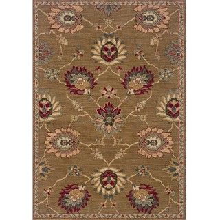 Berkley Tan/ Red Transitional Area Rug (6'7 x 9'6) Style Haven 5x8   6x9 Rugs