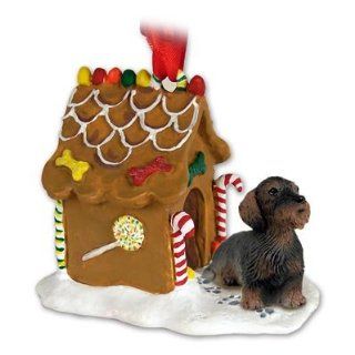 WIRE HAIR DACHSHUND Dog NEW Resin GINGERBREAD HOUSE Christmas Ornament 124   Decorative Hanging Ornaments