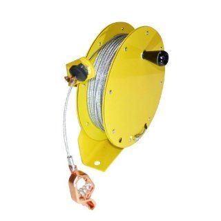 Lind Equipment ML2930 MC125 Heavy Duty Static Grounding Reel, Manual Rewind, 125ft, Clear Coated Plated Steel Cable, LE 21C Alligator Clip Clamps