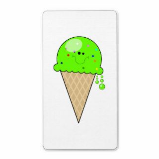 mint kawaii ice cream cone character personalized shipping label