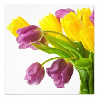 Yellow and Purple Tulips Background Customized Personalized Invitation