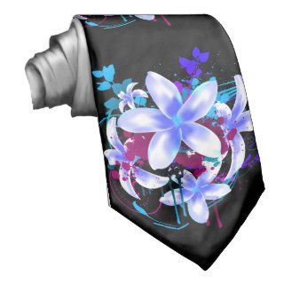 Blue & White Flowers Magenta Grunge Swirls & Splat Neck Wear
