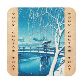 Late Snow Along Edo River hasui kawase winter art Beverage Coasters