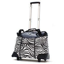 Olympia Deluxe Zebra Women's Rolling 17 inch Laptop Tote Olympia Rolling Laptop Cases